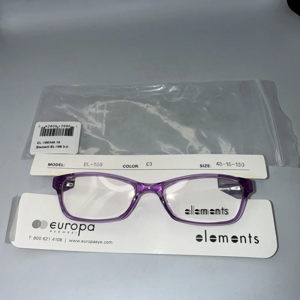 ELEMENTS EL-186 C3 VIOLET EYEGLASS FRAMES 48-16-130 New